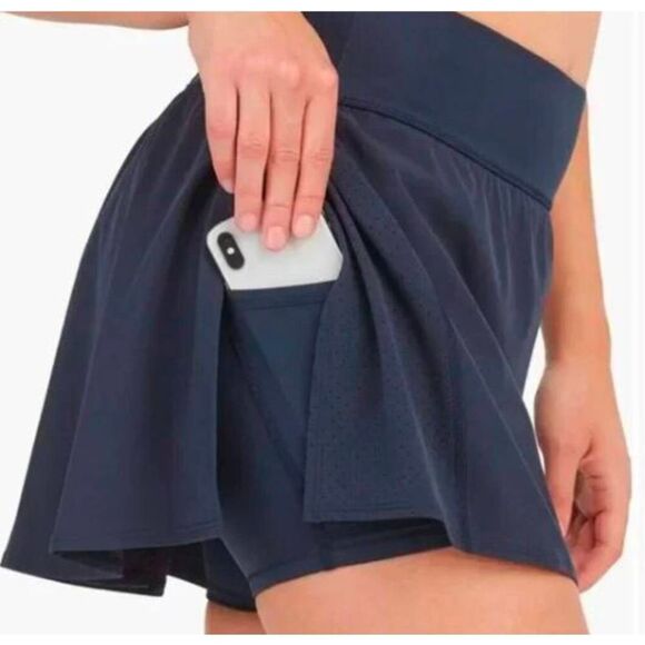 Spanx Get Moving Skort XL Navy Built-In Shorts Pocket Active Athletic Skirt - Picture 1 of 12